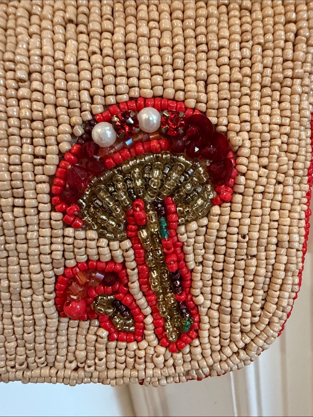 NWT Anthropologie The Fiona Beaded bag - Mushroom print - Pearls, Sparkly Stripe - Picture 8 of 14